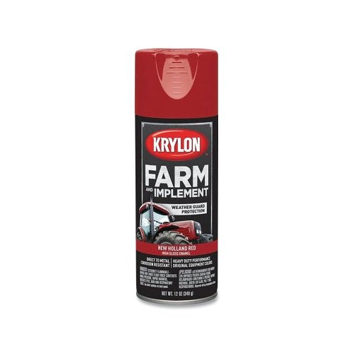 Krylon Farm And Implement Enamel Paint, 12 Oz, New Holland Red, Gloss - 6 per CA - K01947000