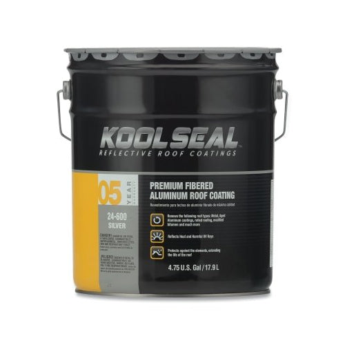 Kool Seal Fibered Aluminum Roof Coating, 5 Gal, Pail, Silver - KS0024300-20