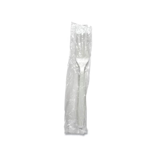 Boardwalk Heavyweight Polystyrene Cutlery, Fork, Individually Wrapped, White - 1 per CT - BWKFORKHWPPWIW