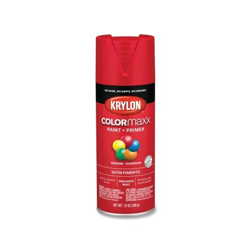 Krylon Colormaxx? Paint + Primer Spray Paint, 12 Oz, Pimento, Satin - 6 per CA - K05574007