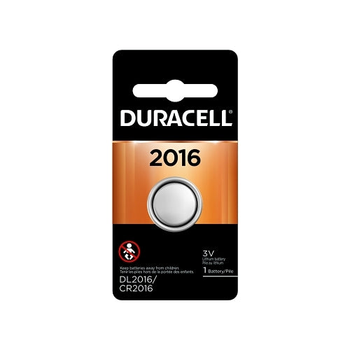 Duracell Lithium Battery, 3V, 2016 Coin Cell, 1 Ea/Pk - 6 per CT - DURDL2016BPK