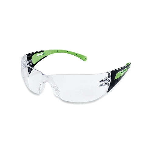 Sellstrom Xm300 Series Protective Eyewear Safety Glasses, Clear Lens, Polycarbonate, Blk/Grn Frame - 12 per CA - S71100