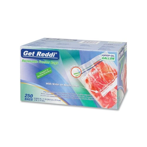 Get Reddi Double Zipper Reclosable Bags, 10.5 X 11 In, 2.7 Mil, Gallon, Freezer - 1 per BX - GFRZIP-GAL