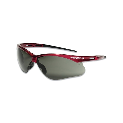 Jackson Safety Sg Series Safety Glasses, Universal Size, Smoke Lens, Red Frame, Hardcoat Anti-Scratch - 12 per CA - 50016
