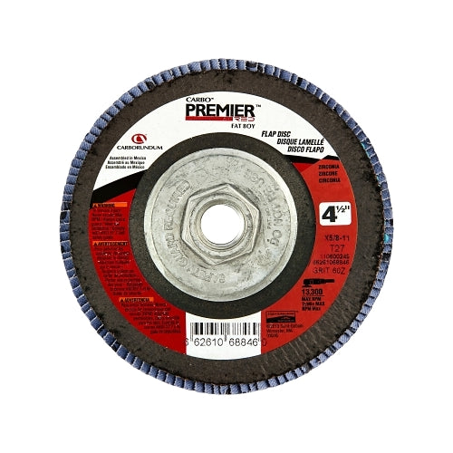 Carborundum Premier Red Zirconia Alumina Type 27 Fat Boy Flap Disc,4 1/2",40 Grit,5/8 Arbor - 1 per EA - 66261068838
