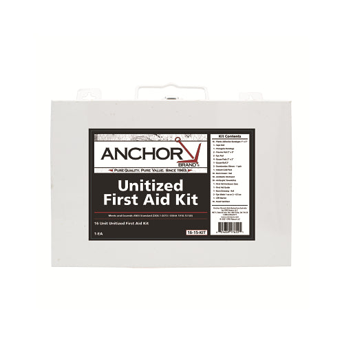 Anchor Brand Kit de primeros auxilios para 16 personas, Ansi, unificado, caja de acero - 1 por EA - 825U16-15-12M