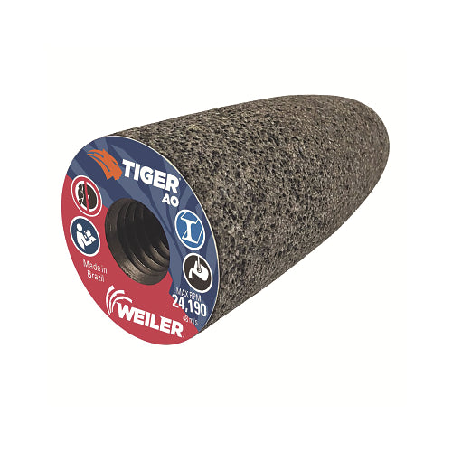Tiger Ao Type 16 Round Tip Grinding Cone, 1-1/2 Inches Dia, 24 Grit, 5/8 Inches To 11 Arbor, Aluminum Oxide - 12 per BX - 68303