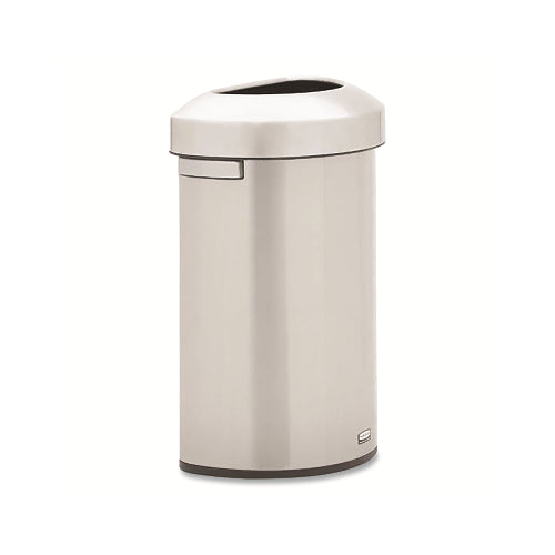 Rubbermaid Commercial Refine Round Stainless Steel Trash Can, 16 Gal,Half Round, Silver - 1 per EA - 2147550