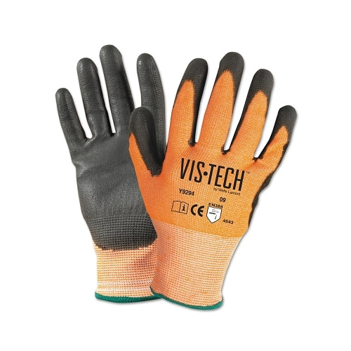 Wells Lamont Vis-Tech Cut-Resistant Gloves With Polyurethane Coated Palm, Xl, Orange/Black - 144 per CA - Y9294XL