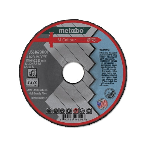 Metabo M-Calibur Ca46U Grinding Wheels For Stainless Steel, Type 27, 4.5 In, 13300 Rpm - 10 per BX - US616290000