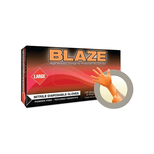 Microflex Blaze N48 Nitrile Exam Gloves, Beaded, Large, Orange - 100 per BX - N483