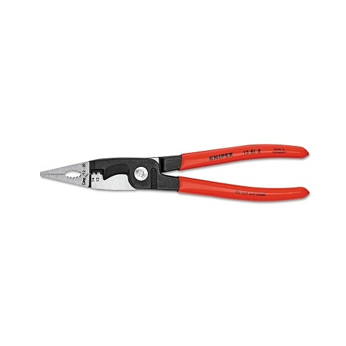 Knipex Electrical Installation Pliers, Straight Cut, 8 In, Red - 1 per EA - 13818
