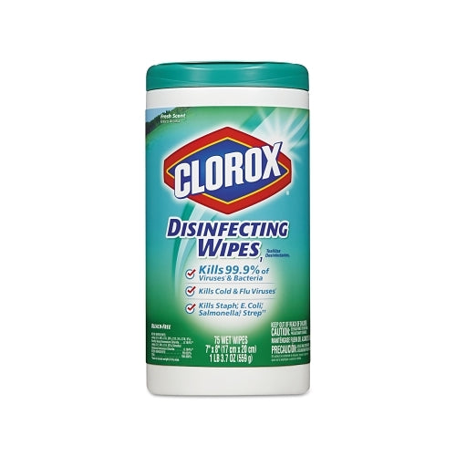 Clorox Disinfecting Wipes, Fresh Scent, 7 X 8, White, 75/Canister - 1 per CT - CLO01656