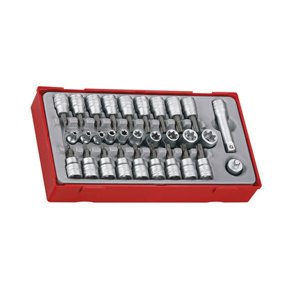 Teng Tools 122 Piece Mixed Drive Metric Regular, TX TPX TXE & Hex Bit Socket Kit - TC-6T-25