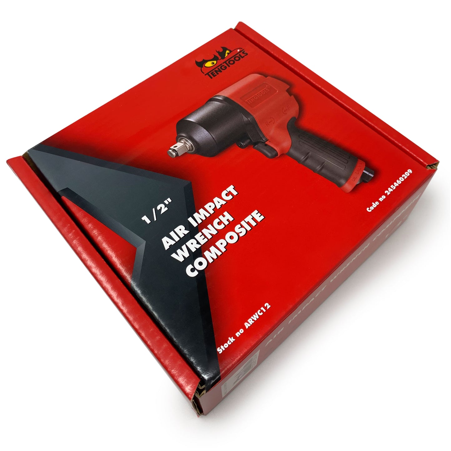 Teng Tools Pistolet à clé à chocs pneumatique composite réversible à couple élevé à entraînement carré de 1/2 pouce - ARWC12
