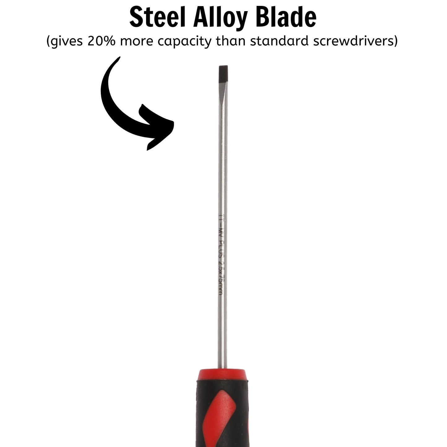 Teng Tools Tournevis à tête fendue de type plat de 2,5 mm / 3/32 pouces x 75 mm / 3 pouces de long - MD915N