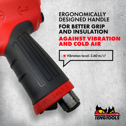 Teng Tools Pistolet à clé à chocs pneumatique composite réversible à couple élevé à entraînement carré de 1/2 pouce - ARWC12