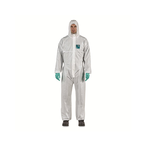 Alphatec 1800 Standard Bound Model 111 Breathable Coveralls, Bound Seams, Hooded, White, Size 3/Medium - 25 per CA - WH18B9211103