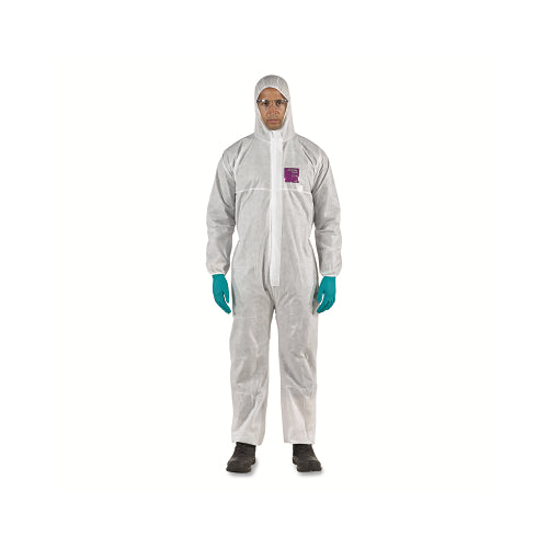 Alphatec 1500 Stitched Model 101 Breathable Coveralls, White, Hooded, 2X-Large - 25 per CA - WH15S9210106