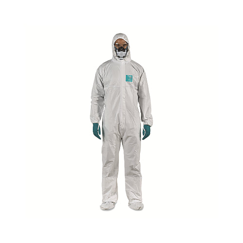 Alphatec 1500 Plus Stitched Model 107 Superior Breathable Coveralls, Serged Seams, Hood, Boot, White, Size 3/Medium - 25 per CA - WH15S9210703