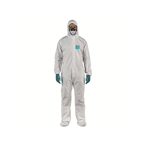 Alphatec 1500 Plus Stitched Model 107 Superior Breathable Coveralls, Serged Seams, Hood, Boot, White, Size 5/X-Large - 25 per CA - WH15S9210705