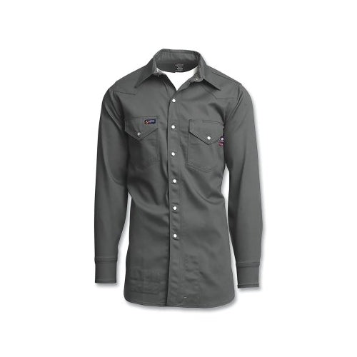 Lapco Fr Western Shirt, Flame-Resistant Cotton, Regular, Gray, X-Large - 1 per EA - IGR7WSXLREG