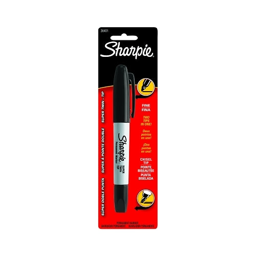 Sharpie Twin Tip Permanent Markers, Black, Fine; Chisel - 6 per BX - 36401PP