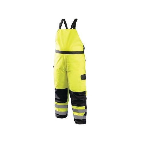 Occunomix Class E High Visibility Winter Bib Pants, Yellow With Black/Silver Reflective Tape, 3X-Large - 1 per EA - LUXWBIBY3X