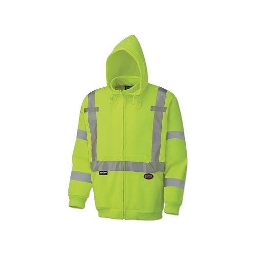 Pioneer 6924Au/6925Au Hi-Viz Safety Polyester Fleece Hoodie, Zipper Front, Large, Yellow/Green - 1 per EA - V1060461UL