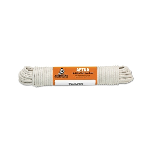 Samson Rope Cotton Core Sash Cord, 185 Lb Capacity, 100 Ft, 3/16 Inches Dia, Cotton, White - 1 per EA - 4012001060