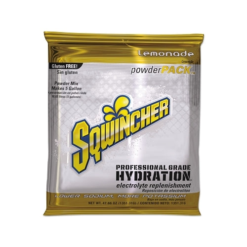 Sqwincher Powder Packs, Lemonade, 47.66 Oz, Pack, Yields 5 Gal - 16 per CA - 159016403