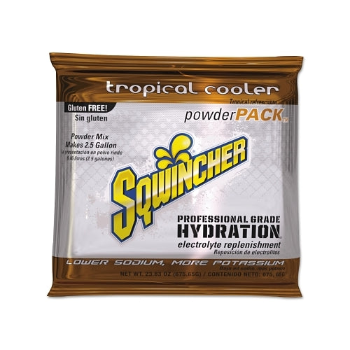 Sqwincher Powder Packs, Tropical Cooler, 23.83 Oz, Yields 2.5 Gal - 32 per CA - 159016049