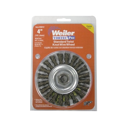 Weiler Vortec Pro® Knot Wire Wheels, 4 Inches D, 0.014 Inches Stainless Steel Wire, 20000 Rpm - 5 per PK - 36293