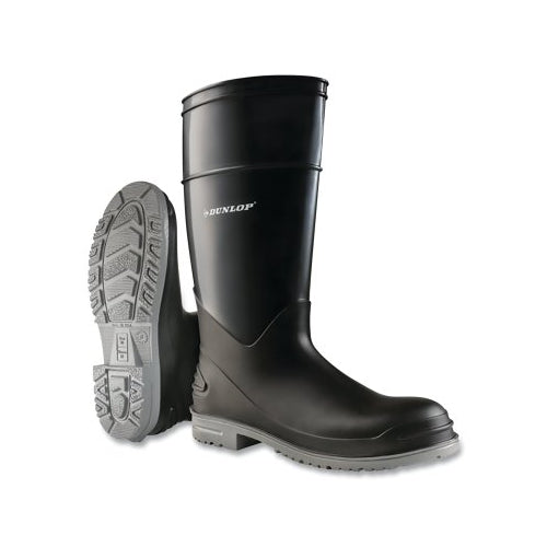 Dunlop Protective Footwear Polygoliath Rubber Boots, Plain Toe, Men'S 8, 16 Inches Boot, Polyblend/Pvc, Black/Gray - 1 per PR - 8968000.08