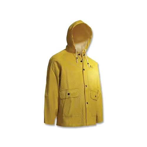 Onguard Webtex Rain Jacket, Attached Hood, 0.65 Mm Thick, Heavy-Duty Ribbed Pvc, Yellow, X-Large - 1 per EA - 7603400.XL