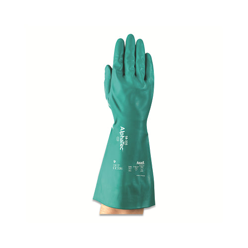 Alphatec 58-335 Aquadri? Heavy-Duty Nitrile Gloves, Gauntlet Cuff, Soft Foam Lining, Size 8, Green - 1 per PR - 114020
