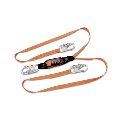 Honeywell Miller Titan Pack-Type Shock Absorbing Lanyard, Locking Snap Hooks, 2 Leg, Orange - 1 per EA - T6121Z76FTAF