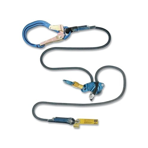 Dbisala Trigger X Adjustable Rope Positioning Lanyard, Blue, 8 Ft, 310 Lb Cap, Steel Rebar Hook - 1 per EA - 70804491408