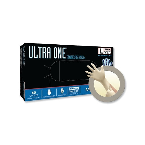 Microflex Ultra One® Ul-315 Latex Disposable Gloves, Large, Natural Rubber Latex, Beige, Extended Cuff - 50 per BX - UL315L