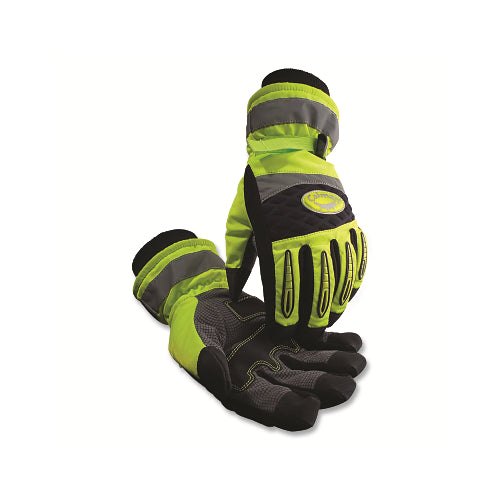 Caiman 2991 Synthetic Leather Waterproof Heatrac Insulated Hi-Vis Back Winter Gloves, Neoprene, 2X-Large, Black/Gray/Lime - 6 per PK - 29912XL