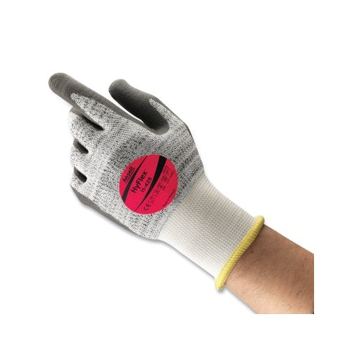 Hyflex Natural Rubber Latex Gloves, Size 7, Grey, Polyurethane/Nitrile - 1 per PR - 114258