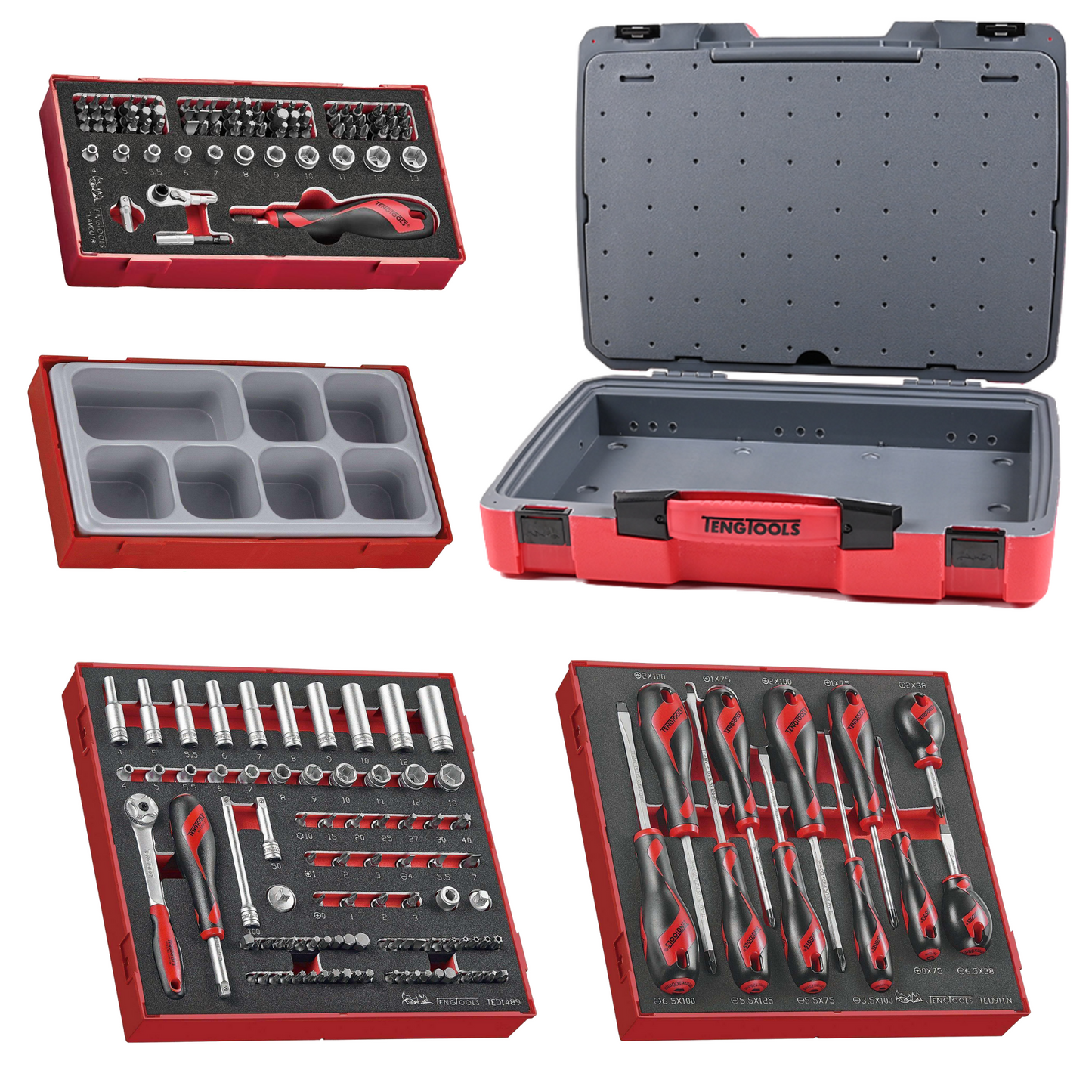 Teng Tools 178 Piece 1/4 Inch Drive Socket, Screwdriver & Bit Foam Kit - TC-6T-1