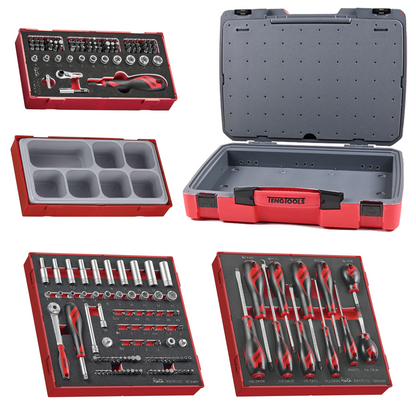 Teng Tools 178 Piece 1/4 Inch Drive Socket, Screwdriver & Bit Foam Kit - TC-6T-1