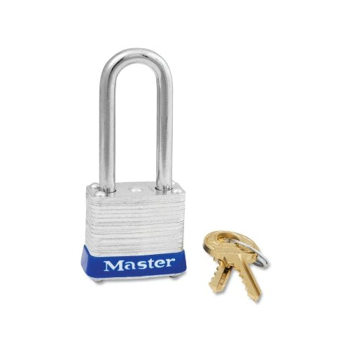 Master Lock No. 7 Laminated Steel Padlock, 3/16 Inches Dia, 1/2 Inches W X 1-1/2 Inches H Shackle, Silver/Blue, Keyed Alike, Keyed P216 - 6 per BX - 7KALFP216
