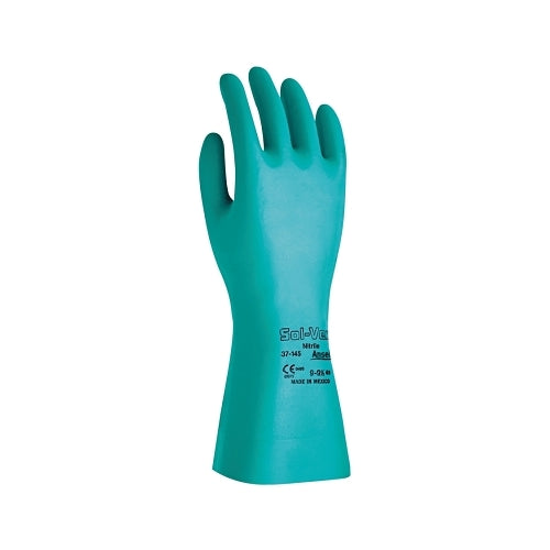 Alphatec Solvex 37-165 Nitrile Gloves, Gauntlet Cuff, Unlined, Size 7, Green, 15 Mil - 144 per CA - 102932