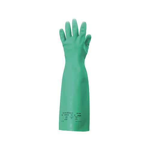 Alphatec Solvex 37-185 Nitrile Gloves, Gauntlet Cuff, Unlined, Size 7, Green, 22 Mil - 12 per CA - 102943