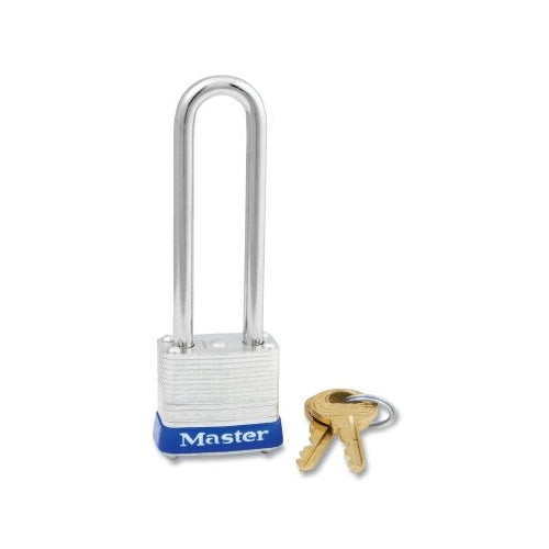 Master Lock No. 7 Laminated Steel Padlock, 3/16 Inches Dia, 1/2 Inches W X 2-1/2 Inches H Shackle, Silver/Blue, Keyed Alike, Keyed P467 - 6 per BOX - 7KALJP467