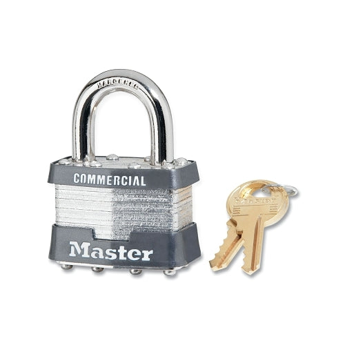 Master Lock No. 81 Laminated Steel Padlock, 5/16 Inches Dia X 3/4 Inches W X 15/16 Inches H Shackle, Silver/Gray, Keyed Alike, Keyed 102R26 - 6 per BOX - 81KA102R26