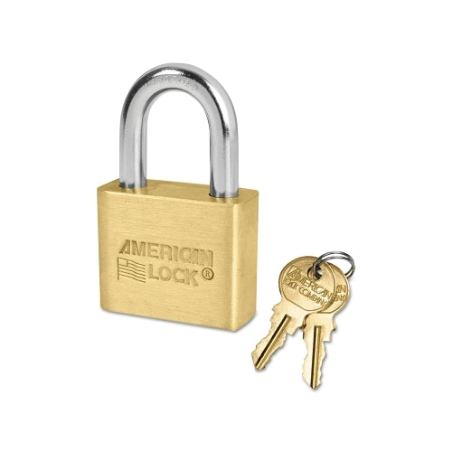 American Lock Solid Brass Padlock, 5/16 Inches Dia, 1-1/8 Inches L, 3/4 Inches W, Keyed Alike, Keyed - E627 - 6 per BOX - AL50KAE627