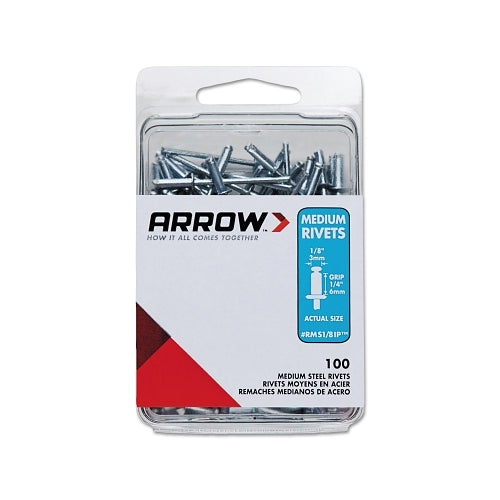 Arrow Fastener Steel Rivets, 1.29 X 1/8, Medium - 1 per PK - RMS18IP